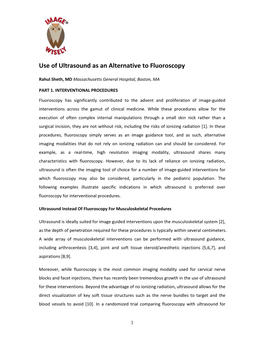 Use of Ultrasound As an Alternative to Fluoroscopy