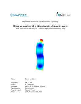 Dynamic Analysis of a Piezoelectric Ultrasonic Motor with Application to the Design of a Compact High-Precision Positioning Stage