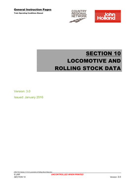 Section 10 Locomotive and Rolling Stock Data