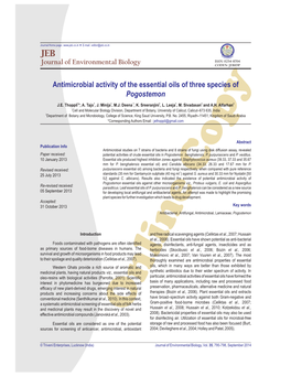 Antimicrobial Activity of the Essential Oils of Three Species of Pogostemon