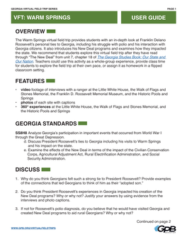 Vft: Warm Springs User Guide