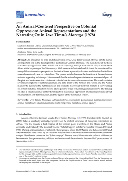 Animal Representations and the Narrating Ox in Uwe Timm's Morenga