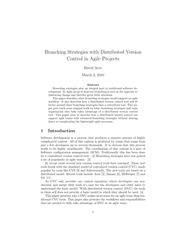 Branching Strategies with Distributed Version Control in Agile Projects