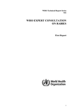 WHO Expert Consultation on Rabies, First Report