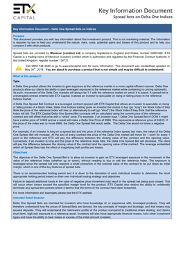 Key Information Document Spread Bets on Delta One Indices