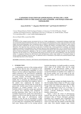 Cainozoic Evolution of Lower Silesia, Sw Poland: a New Interpretation in the Light of Sub-Cainozoic and Sub-Quaternary Topography