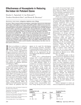 Effectiveness of Houseplants in Reducing the Indoor Air Pollutant