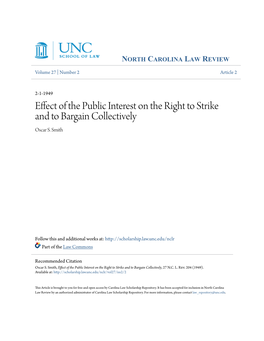 Effect of the Public Interest on the Right to Strike and to Bargain Collectively Oscar S