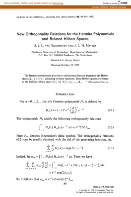 New Orthogonality Relations for the Hermite Polynomials and Related Hilbert Spaces