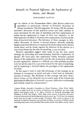 162 Aristotle on Practical Inference, the Explanation of Action, And