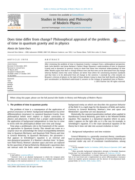 Does Time Differ from Change? Philosophical Appraisal of the Problem of Time in Quantum Gravity and in Physics