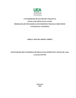 Universidade Do Estado Do Amazonas Escola De Ciências Da Saúde Programa De Pós-Graduação Em Biotecnologia E Recursos Naturais Da Amazônia