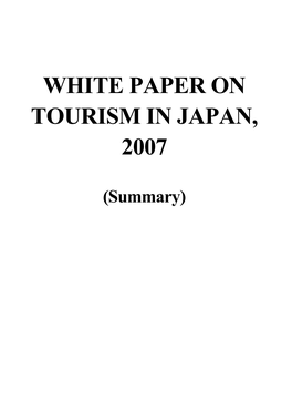 White Paper on Tourism in Japan, 2007