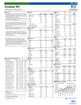 Investor Kit Wednesday, 14 February 2018