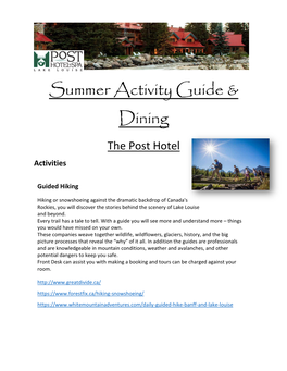 Summer Activities Guide