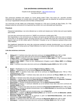 Les Anciennes Communes Du Lot