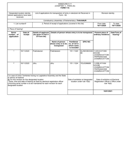 FORM 11A Designated Location Identity