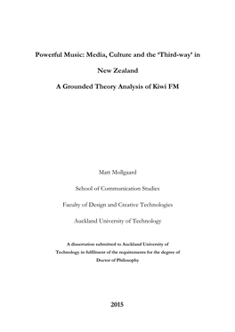 In New Zealand a Grounded Theory Analysis of Kiwi FM 2015