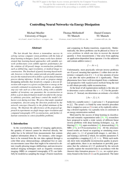 Controlling Neural Networks Via Energy Dissipation