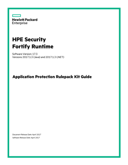 HPE Security Fortify Runtime Application Protection Rulepack Kit