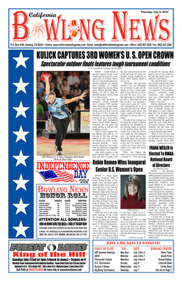 Kulick Captures 3Rd Women's U. S. Open Crown