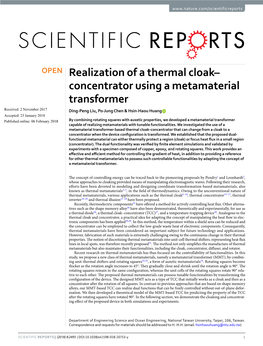 Realization of a Thermal Cloak–Concentrator Using a Metamaterial