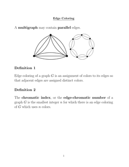 A Multigraph May Contain Parallel Edges. Definition 1 Edge Coloring Of