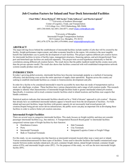 Job Creation Factors for Inland and Near Dock Intermodal Facilities