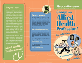 Allied Health Professionals! Learn More