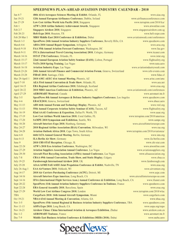 Speednews Plan-Ahead Aviation Industry Calendar