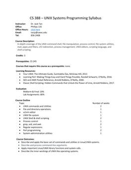 CS 388 – UNIX Systems Programming Syllabus