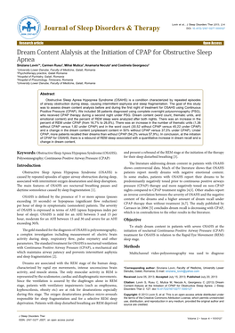 Dream Content Alalysis at the Initiation of CPAP for Obstructive