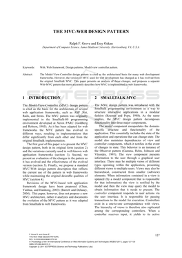 The Mvc-Web Design Pattern