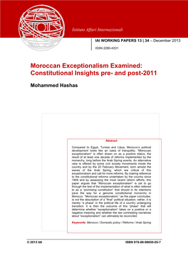 Moroccan Exceptionalism Examined: Constitutional Insights Pre- and Post-2011