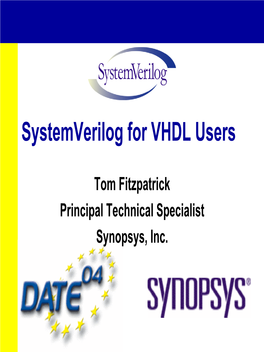 Systemverilog for VHDL Users