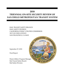 Triennial On-Site Security Review of San Diego Metropolitan Transit System