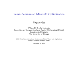 Semi-Riemannian Manifold Optimization
