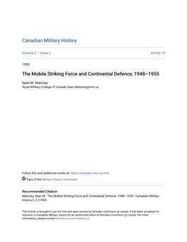 The Mobile Striking Force and Continental Defence, 1948Â•Fi1955
