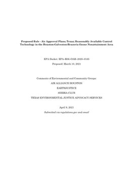 Texas; Reasonably Available Control Technology in the Houston-Galveston-Brazoria Ozone Nonattainment Area