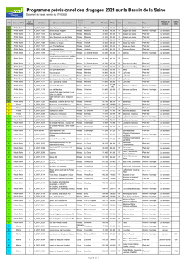 Programme Prévisionnel Des Dragages 2021 Sur Le Bassin De La Seine Document De Travail, Version Du 27/10/2020