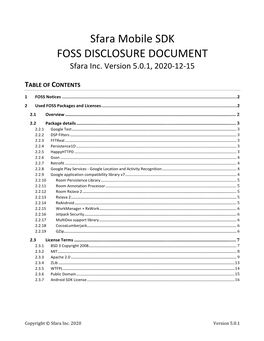 Sfara Mobile SDK FOSS DISCLOSURE DOCUMENT Sfara Inc