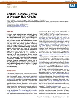 Cortical Feedback Control of Olfactory Bulb Circuits