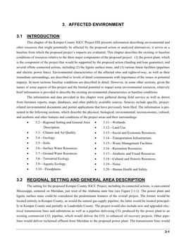 3. Affected Environment 3.1 Introduction 3.2 Regional