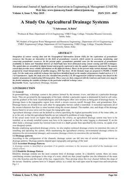 A Study on Agricultural Drainage Systems