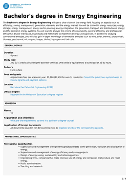 Bachelor's Degree in Energy Engineering