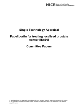 Single Technology Appraisal Padeliporfin for Treating Localised