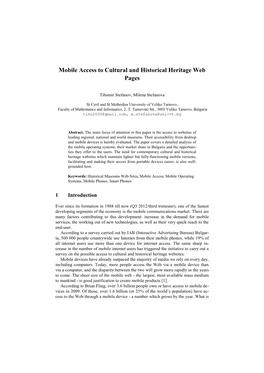 Mobile Access to Cultural and Historical Heritage Web Pages