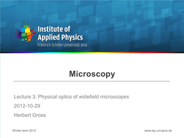 Advanced Microscopy Lecture 3 Physical Optics Of