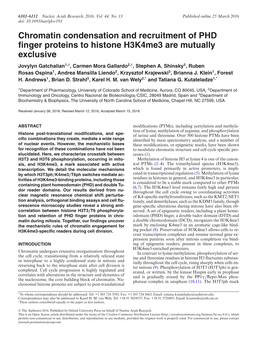 Chromatin Condensation and Recruitment of PHD Finger Proteins