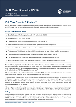 190816 Newcrest Full Year Results